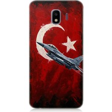 Samsung Galaxy J4 Duo Uyumlu Bayrakta Yükselen Savaş Uçağı  Desenli Silikon Kılıf