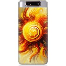 Samsung Galaxy A80 Uyumlu Alev Girdabında Güneş Patlaması  Desenli Silikon Kılıf