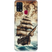 Samsung Galaxy M31 Uyumlu Haritada Yelkenli Macera  Desenli Silikon Kılıf