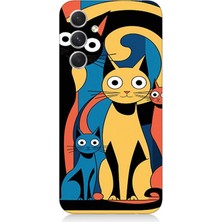 Samsung Galaxy A05S Uyumlu Şaşkın Renkli Kediler  Desenli Silikon Kılıf