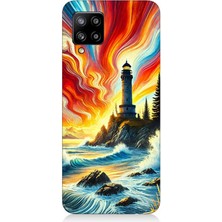Samsung Galaxy A42 5g Uyumlu Alevli Fener Kayalık Yalnızlığı  Desenli Silikon Kılıf