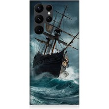 Samsung Galaxy S22 Ultra Uyumlu Fırtınada Eski Gemi  Desenli Silikon Kılıf