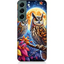 Samsung Galaxy S22 Uyumlu Dallarda Bilge Baykuşlar  Desenli Silikon Kılıf