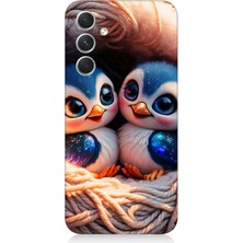 Samsung Galaxy S23 Fe Uyumlu Yuvalarında Sevimli Penguenler  Desenli Silikon Kılıf