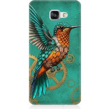 Samsung Galaxy A7 2016 Uyumlu Turkuaz Zeminde Sinek Kuşu  Desenli Silikon Kılıf