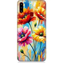 Samsung Galaxy A20S Uyumlu Bahar Esintisinde Renkli Papatyalar  Desenli Silikon Kılıf