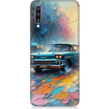 Samsung Galaxy A70 Uyumlu Renkli Yol Üzerinde Araba  Desenli Silikon Kılıf