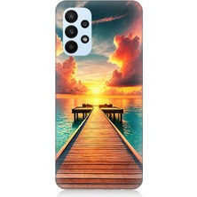 Samsung Galaxy A73 Uyumlu Gün Batımına Uzanan Iskele  Desenli Silikon Kılıf