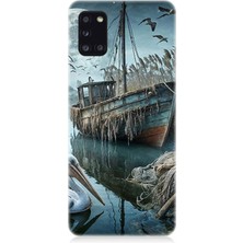Samsung Galaxy A31 Uyumlu Ay Işığında Eski Gemi  Desenli Silikon Kılıf