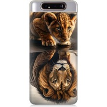 Samsung Galaxy A80 Uyumlu Aslana Bakan Yavru  Desenli Silikon Kılıf