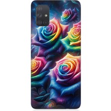 Samsung Galaxy A51 Uyumlu Gökkuşağı Güllerin Patlaması  Desenli Silikon Kılıf