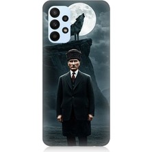 Samsung Galaxy A73 Uyumlu Dolunayda Gölge ve Lider Atatürk  Desenli Silikon Kılıf