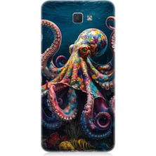 Samsung Galaxy J5 Prime Uyumlu Derinliklerde Sekiz Kol Ahtapot  Desenli Silikon Kılıf