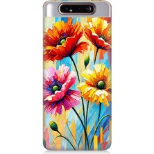 Samsung Galaxy A80 Uyumlu Bahar Esintisinde Renkli Papatyalar  Desenli Silikon Kılıf