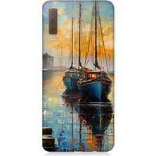 Samsung Galaxy A7 2018 Uyumlu Limanda Günbatımı Huzuru  Desenli Silikon Kılıf