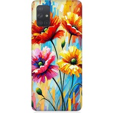 Samsung Galaxy A71 Uyumlu Bahar Esintisinde Renkli Papatyalar  Desenli Silikon Kılıf