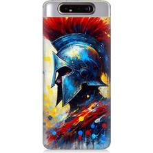 Samsung Galaxy A80 Uyumlu Kızıl Miğferli Savaşçı  Desenli Silikon Kılıf