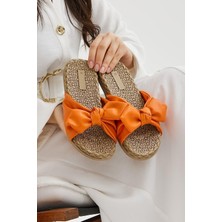 Moda Devrin Turuncu Fiyonk Kadın Terlik Kaymaz Taban Havuz ve Plaj Kullanımı İçin