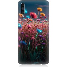 Samsung Galaxy A50 Uyumlu Gökkuşağı Çiçek Bahçesi  Desenli Silikon Kılıf