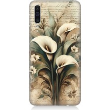 Samsung Galaxy A50 Uyumlu Zambakların Sessiz Zarafeti  Desenli Silikon Kılıf