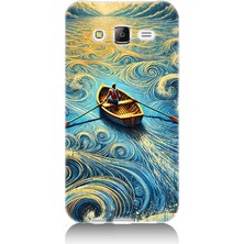 Samsung Galaxy J7 Uyumlu Dalgalar Arasında Kürekçi  Desenli Silikon Kılıf
