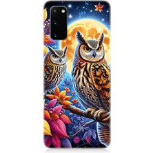Samsung Galaxy S20 Plus Uyumlu Dallarda Bilge Baykuşlar  Desenli Silikon Kılıf
