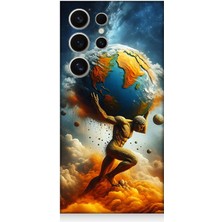 Samsung Galaxy S24 Ultra Uyumlu Dünyayı Taşıyan Atlas  Desenli Silikon Kılıf