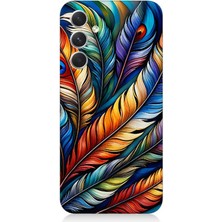 Samsung Galaxy S24 Plus Uyumlu Gökkuşağı Tüylerin Uyumu  Desenli Silikon Kılıf