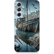 Samsung Galaxy S23 Fe Uyumlu Ay Işığında Eski Gemi  Desenli Silikon Kılıf