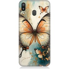Samsung Galaxy M20 Uyumlu Zarif Kanatlı Kelebek  Desenli Silikon Kılıf