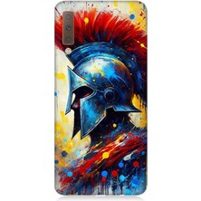 Samsung Galaxy A7 2018 Uyumlu Kızıl Miğferli Savaşçı  Desenli Silikon Kılıf
