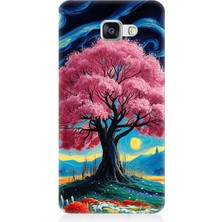 Samsung Galaxy A7 2016 Uyumlu Masalsı Pembe Ağaç  Desenli Silikon Kılıf