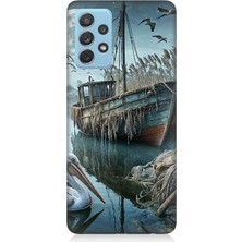 Samsung Galaxy A52 Uyumlu Ay Işığında Eski Gemi  Desenli Silikon Kılıf