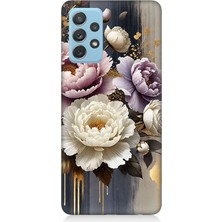 Samsung Galaxy A52 Uyumlu Altın Gölge Peony Büyüsü  Desenli Silikon Kılıf