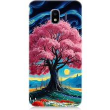 Samsung Galaxy J4 Duo Uyumlu Masalsı Pembe Ağaç  Desenli Silikon Kılıf