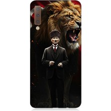 Samsung Galaxy A7 2018 Uyumlu Aslan ve Atatürk Gücü  Desenli Silikon Kılıf