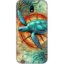 Samsung Galaxy J7 Pro Uyumlu Pusulada Deniz Kaplumbağası  Desenli Silikon Kılıf