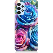 Samsung Galaxy A53 Uyumlu Gökkuşağı Renkli Güller  Desenli Silikon Kılıf