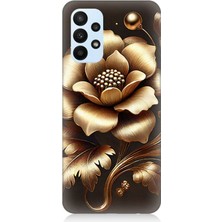 Samsung Galaxy A53 Uyumlu Altın Işıklı Zarif Çiçek  Desenli Silikon Kılıf