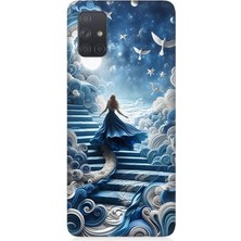 Samsung Galaxy A71 Uyumlu Gökyüzü Merdiveni Kadın  Desenli Silikon Kılıf