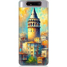 Samsung Galaxy A80 Uyumlu Galata’da Renkli Işıklar  Desenli Silikon Kılıf