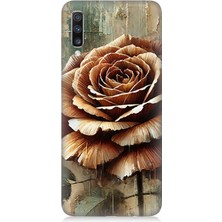 Samsung Galaxy A70 Uyumlu Altın Bronz Gül Zarafeti  Desenli Silikon Kılıf