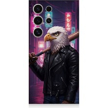 Samsung Galaxy S24 Ultra Uyumlu Sokakta Deri Ceketli Kartal  Desenli Silikon Kılıf