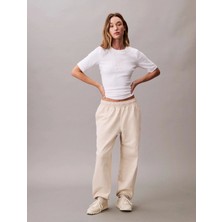 Calvin Klein Jeans Monologo French Terry Jogger Kadın Beyaz Eşofman Altı LV047B235G-ACG