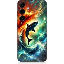 Samsung Galaxy S25 Plus Uyumlu Ateşle Dans Eden Köpekbalığı  Desenli Silikon Kılıf