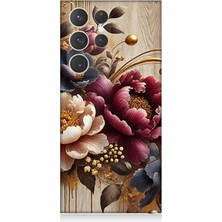 Samsung Galaxy S23 Ultra Uyumlu Ahşap Üzerinde Gölge Çiçekler  Desenli Silikon Kılıf