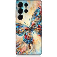 Samsung Galaxy S25 Ultra Uyumlu Parlayan Renkli Kelebek  Desenli Silikon Kılıf