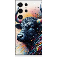 Samsung Galaxy S24 Ultra Uyumlu Renk Patlamalı Boğa  Desenli Silikon Kılıf