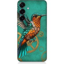 Samsung Galaxy S25 Plus Uyumlu Turkuaz Zeminde Sinek Kuşu  Desenli Silikon Kılıf