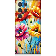 Samsung Galaxy S23 Ultra Uyumlu Bahar Esintisinde Renkli Papatyalar  Desenli Silikon Kılıf